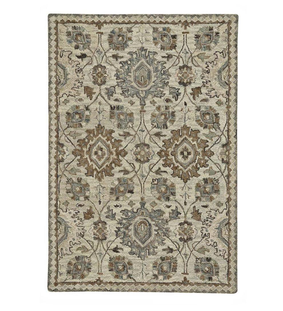 Plow & Hearth Hearth Rugs Fireplace & Hearth Parkside Wool Medallion Rug, 3'6" X 5'6" - Natural