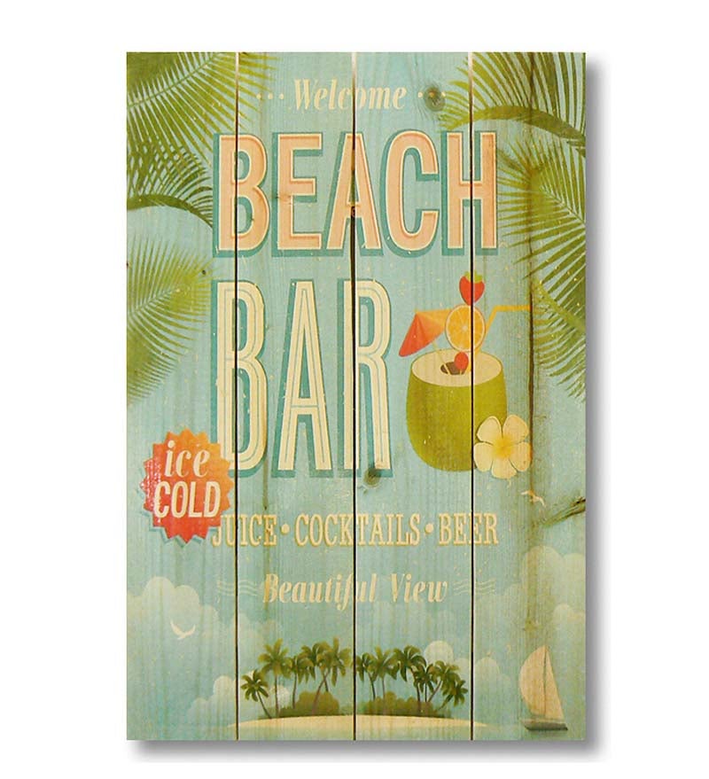 Plow & Hearth Home Accents Indoor Living Handcrafted Beach Bar Wall Sign By Wile E. Wood Art&Trade;