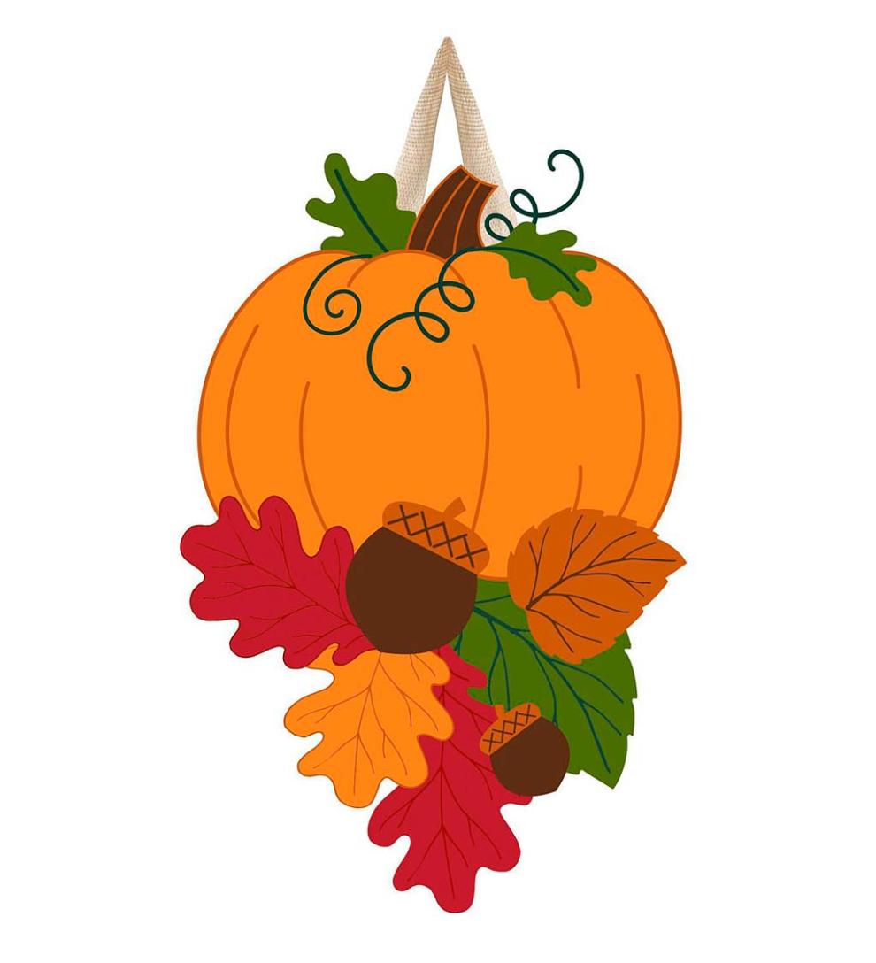 Plow & Hearth Home Accents Indoor Living Fall Pumpkin And Leaves Door DÉCor