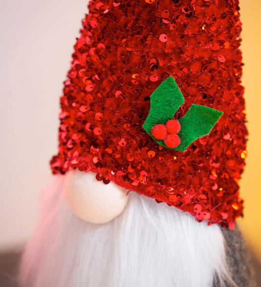 Plow & Hearth Home Accents Indoor Living Holiday Sparkle Plush Gnome Table DÉCor, Set Of 2