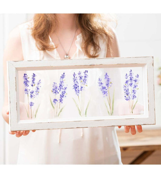 Plow & Hearth Home Accents Indoor Living Hand-Painted Lilacs Screen Wood Frame Wall DÉCor