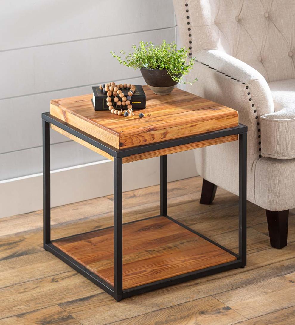 Plow & Hearth Accent Tables Indoor Living Blowing Rock Reclaimed Wood Block End Table