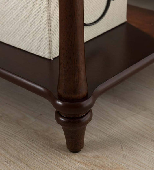 Plow & Hearth Accent Tables Indoor Living Camden Side Table With Charging Station – Dark Cherry - Chesnut