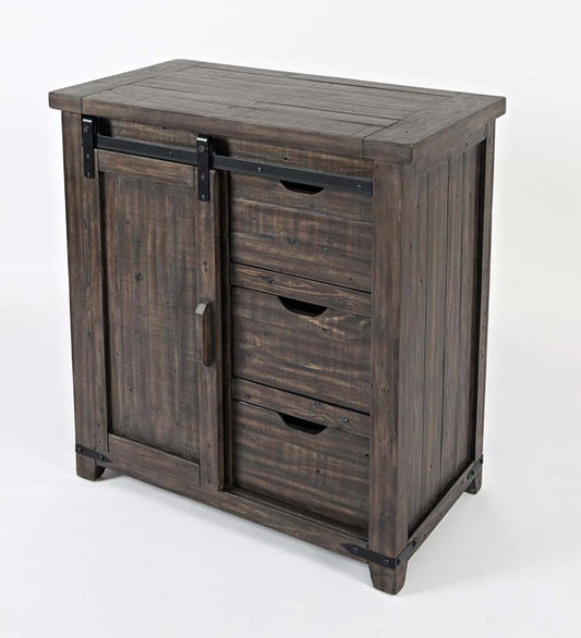 Plow & Hearth Accent Tables Indoor Living Cape Charles Barn Door Wood Storage Cabinet With Barnwood Finish - Barnwood