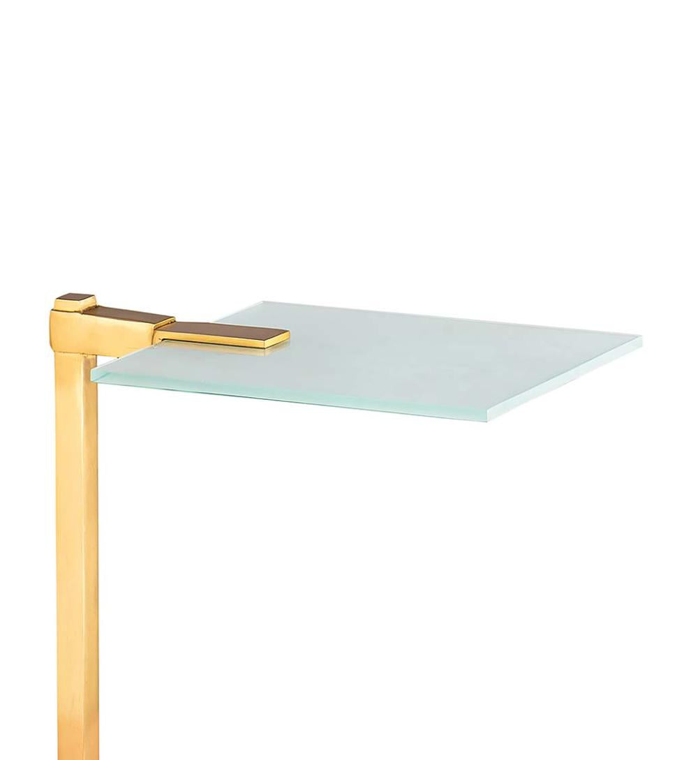 Plow & Hearth Accent Tables Indoor Living Frosted Glass Demitri C-Shaped Drink Table - Gold