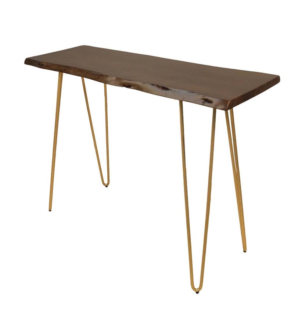 Plow & Hearth Accent Tables Indoor Living Live Edge Acacia Wood Console Table With Hairpin Legs - Black