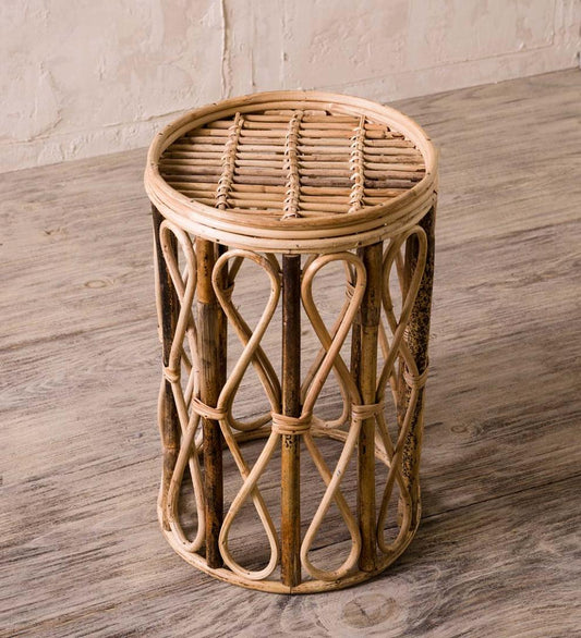 Plow & Hearth Accent Tables Indoor Living Open Rattan Drum Side Table