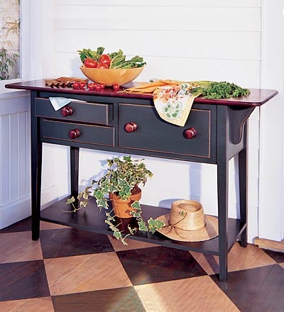 Plow & Hearth Accent Tables Indoor Living Usa-Made Handcrafted Solid Pine Lancaster Sideboard Buffet Table - Avocado Green