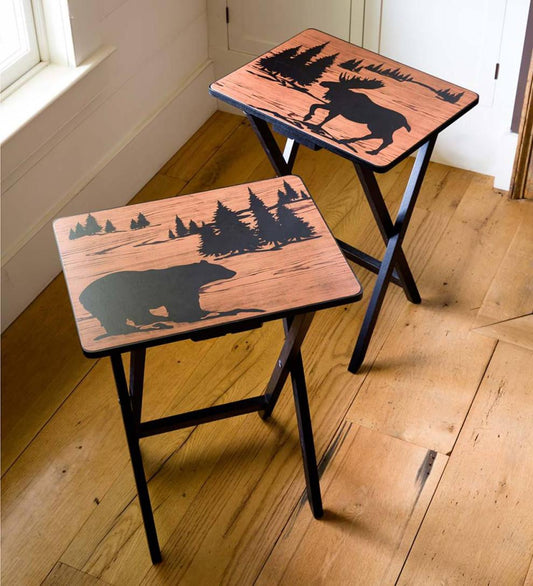 Plow & Hearth Accent Tables Indoor Living Wilderness Tv Trays, Set Of 2