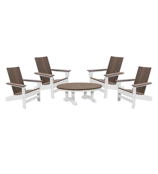 Plow & Hearth Adirondack Chairs Outdoor Living May River Outdoor Seating 5-Piece Conversation Set - Coastal Gray/White