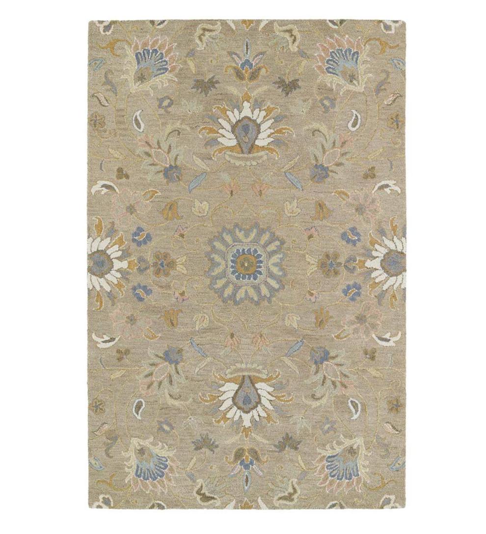 Plow & Hearth Area Rugs Indoor Living Tan Meadow Floral Vine Wool Rugs