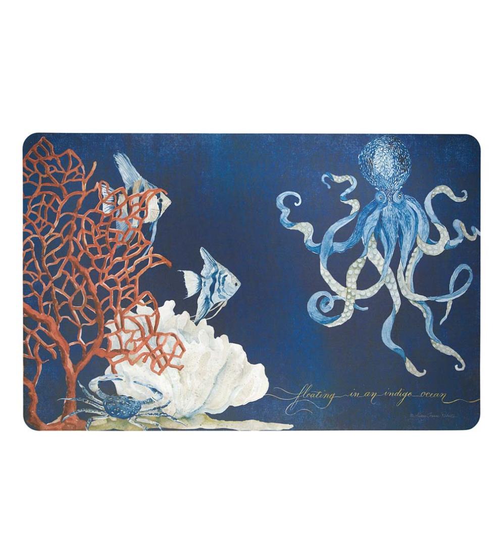 Plow & Hearth Bath Accessories Indoor Living Nautical Floor Mat - Octopus