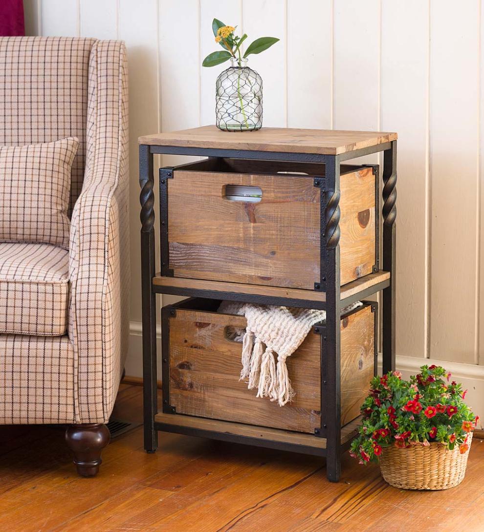 Plow & Hearth Bedroom Furniture Indoor Living Deep Creek End Table With Shelves