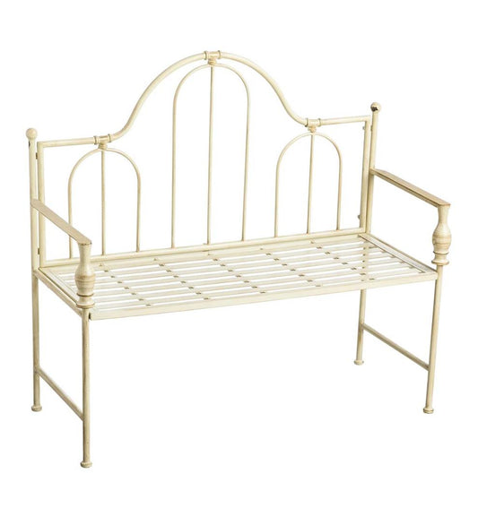 Plow & Hearth Benches & Chairs Outdoor Living Headboard-Style Iron Bench With Vintage Finish