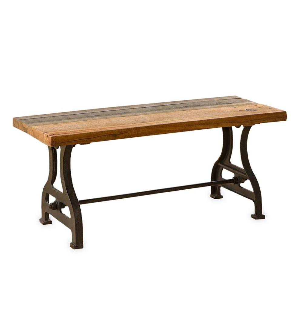 Plow & Hearth Benches Indoor Living Birmingham Indoor/Outdoor Reclaimed Wood Bench With Iron Base