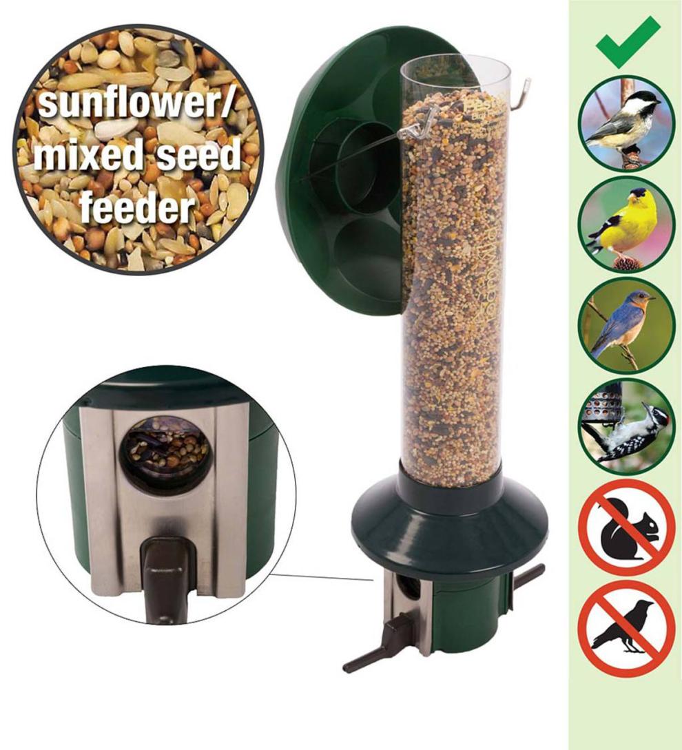 Plow & Hearth Bird Feeders Yard & Garden Pestoff Sunflower Mixed Seed Pest Proof Bird Feeder