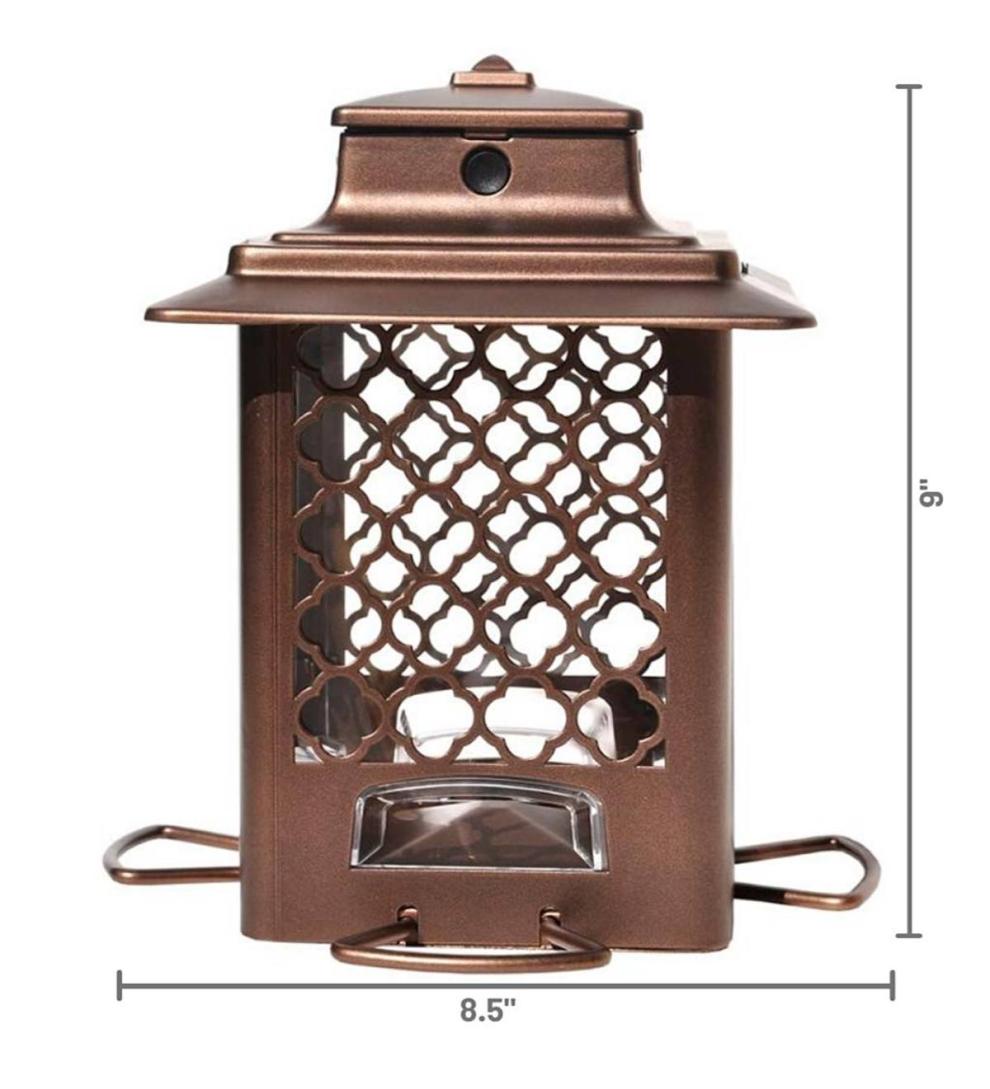 Plow & Hearth Bird Feeders Yard & Garden Squirrel-Resistant Metal Hopper Bird Feeder