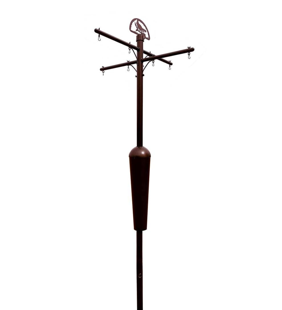 Plow & Hearth Bird Feeders Yard & Garden Weather-Resistant Squirrel Stopper Bird Feeder Display And Plant Stand - Black