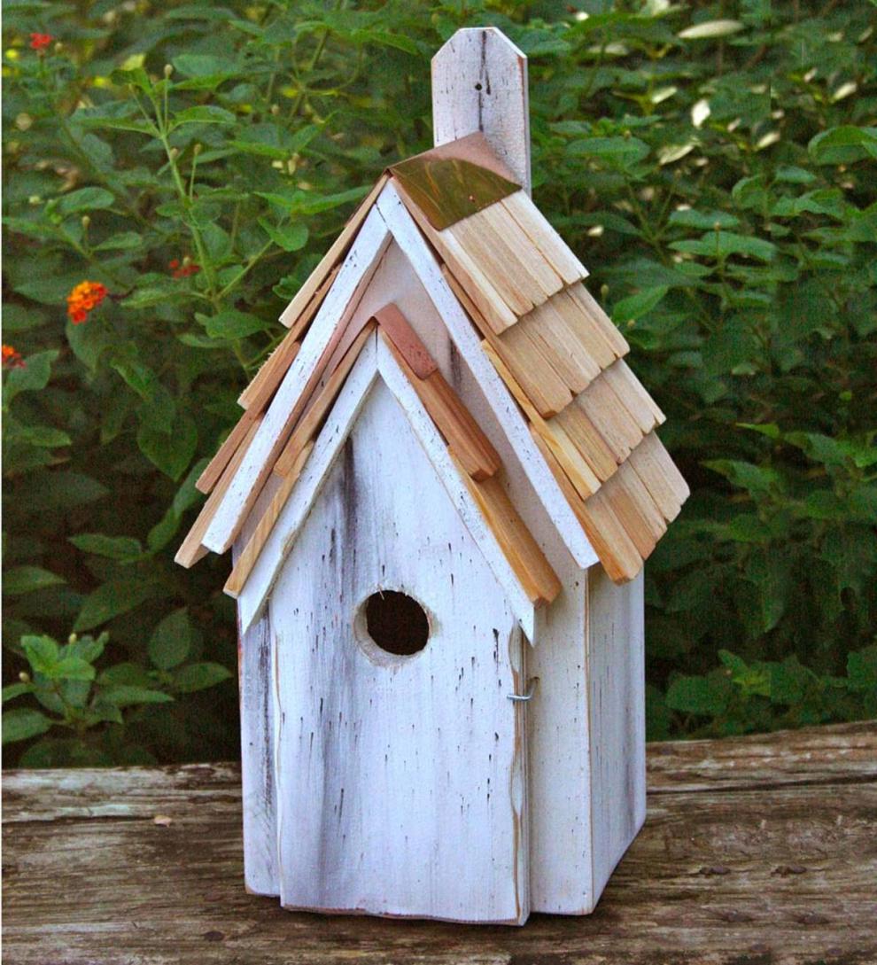 Plow & Hearth Birdhouses Yard & Garden Bluebird Manor Cypress Birdhouse - Antique White