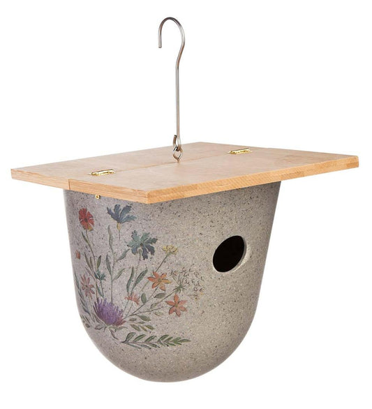 Plow & Hearth Birdhouses Yard & Garden Full Circle Eco Conscious Hanging Bird House With Wildflower Decal