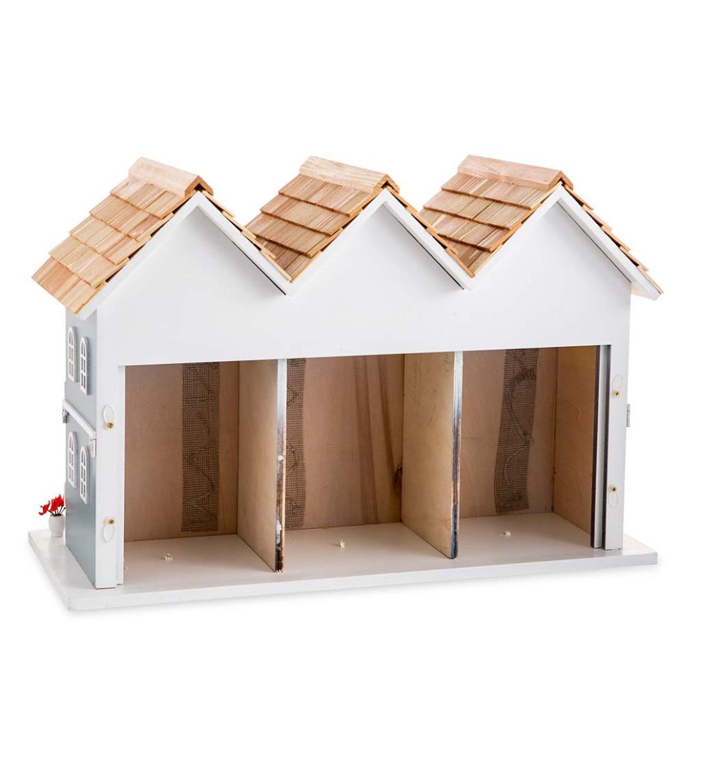 Plow & Hearth Birdhouses Yard & Garden Springfield Row Triple Birdhouse With Shingled Roof