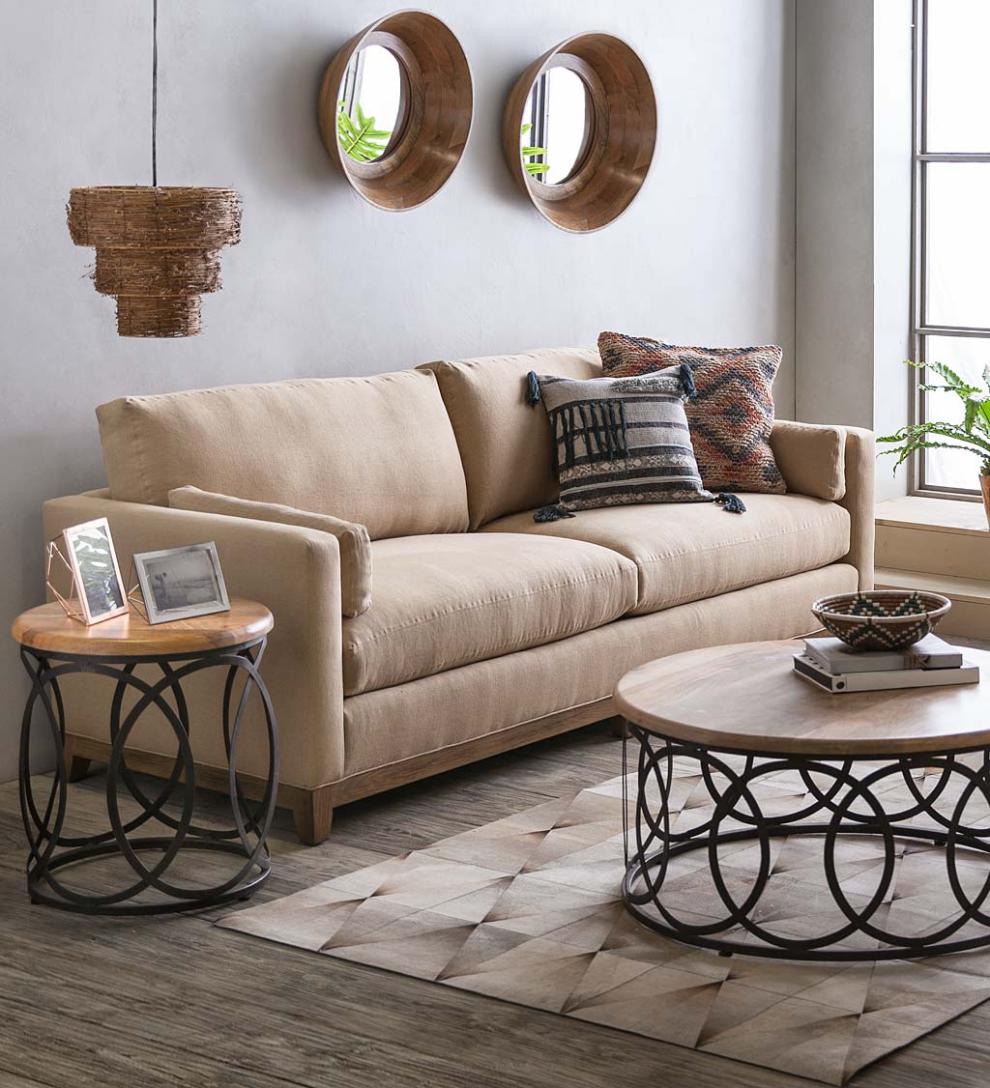 Plow & Hearth Chairs & Rockers Indoor Living Eco-Friendly Handmade Studio Sofa, Made In Usa - Brussels Linen