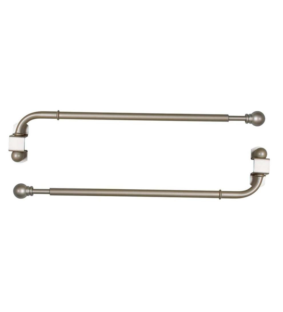 Plow & Hearth Curtain Rods & Hardware Indoor Living Adjustable Steel Swing Arm Curtain Rod Set