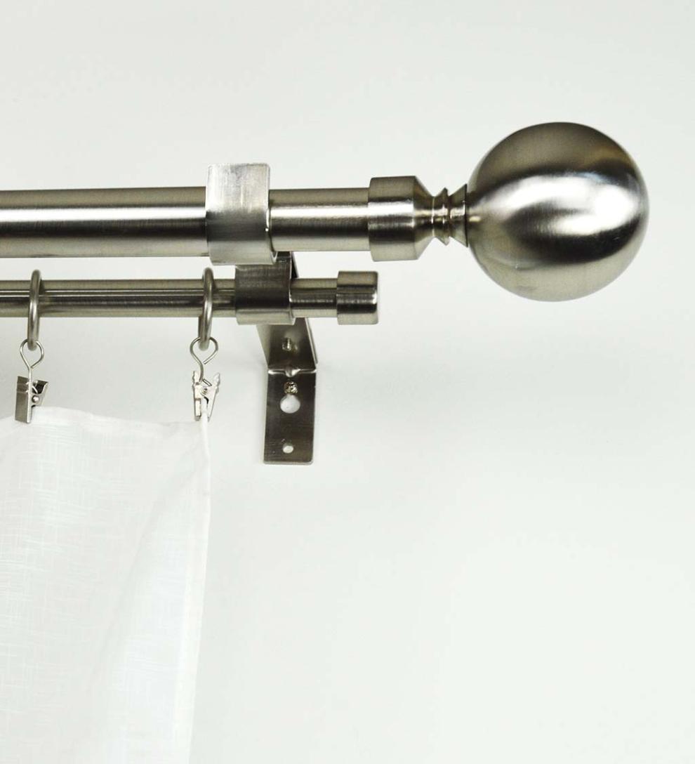 Plow & Hearth Curtain Rods & Hardware Indoor Living Ball Finial Double Rod Set
