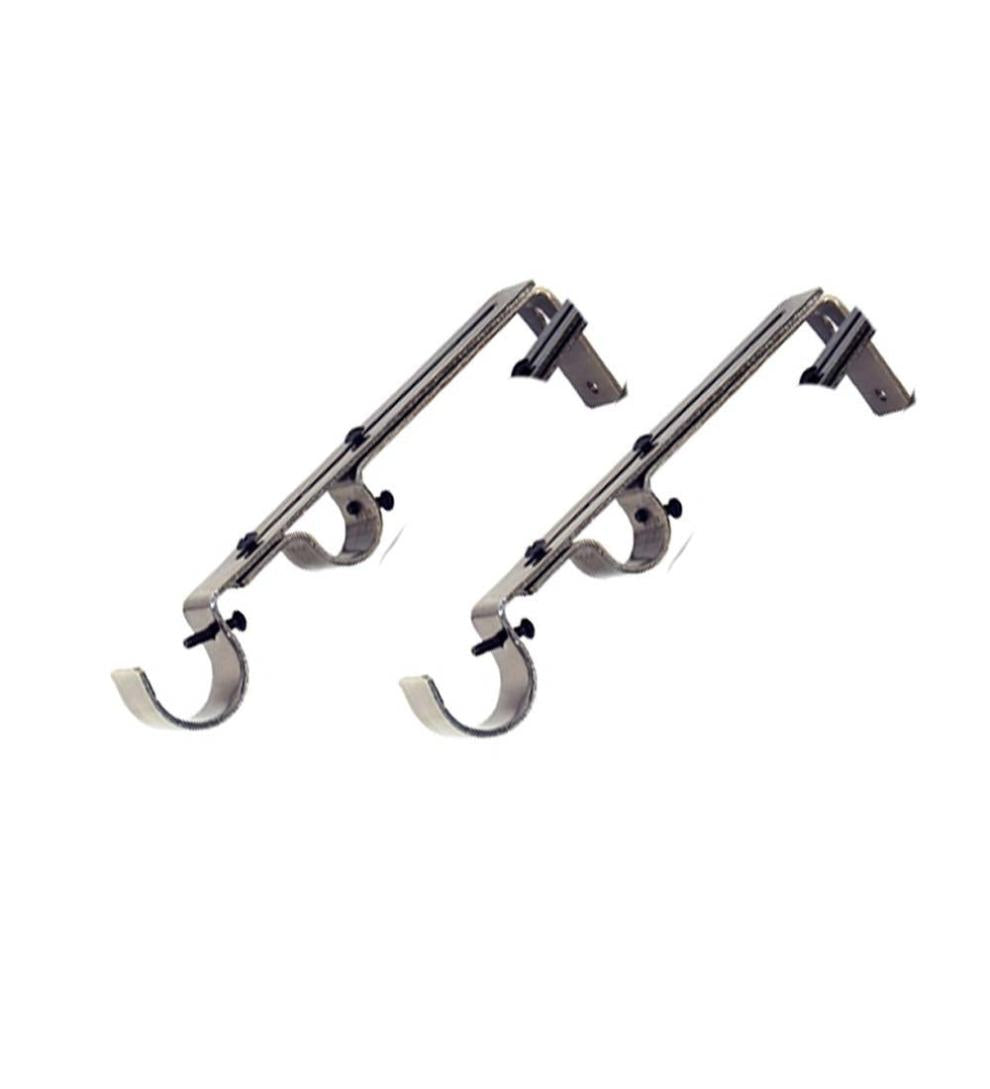 Plow & Hearth Curtain Rods & Hardware Indoor Living Double-Rod Brackets, Pair - Antique Brass