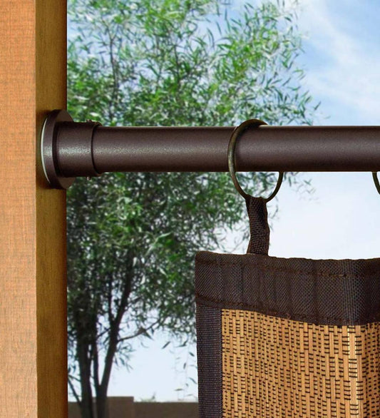 Plow & Hearth Curtain Rods & Hardware Indoor Living Stainless Steel Indoor-Outdoor Spring Tension Curtain Rod Set