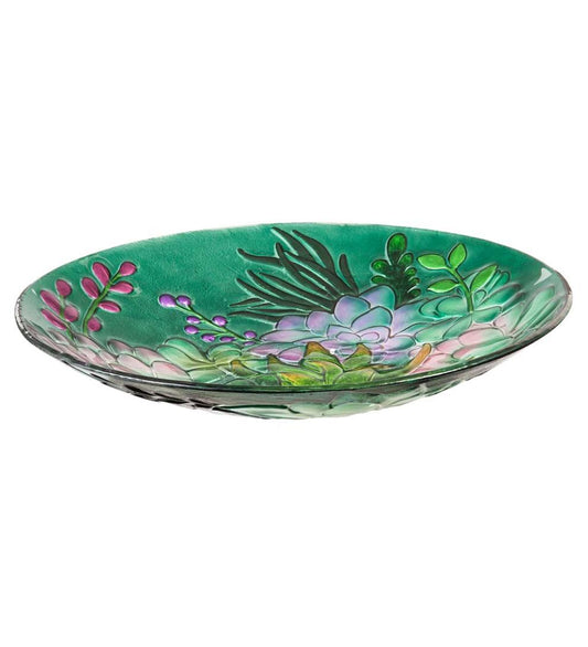 Plow & Hearth Deck & Patio Accents Outdoor Living Glass Succulents Birdbath Basin