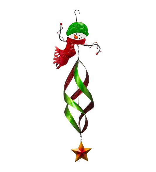 Plow & Hearth Deck & Patio Accents Outdoor Living Holiday Snowman Twirler With Green Hat