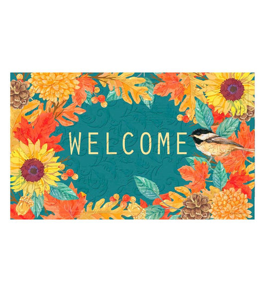 Plow & Hearth Deck & Patio Accents Outdoor Living Indoor/Outdoor Fall Chickadee Welcome Embossed Floor Mat