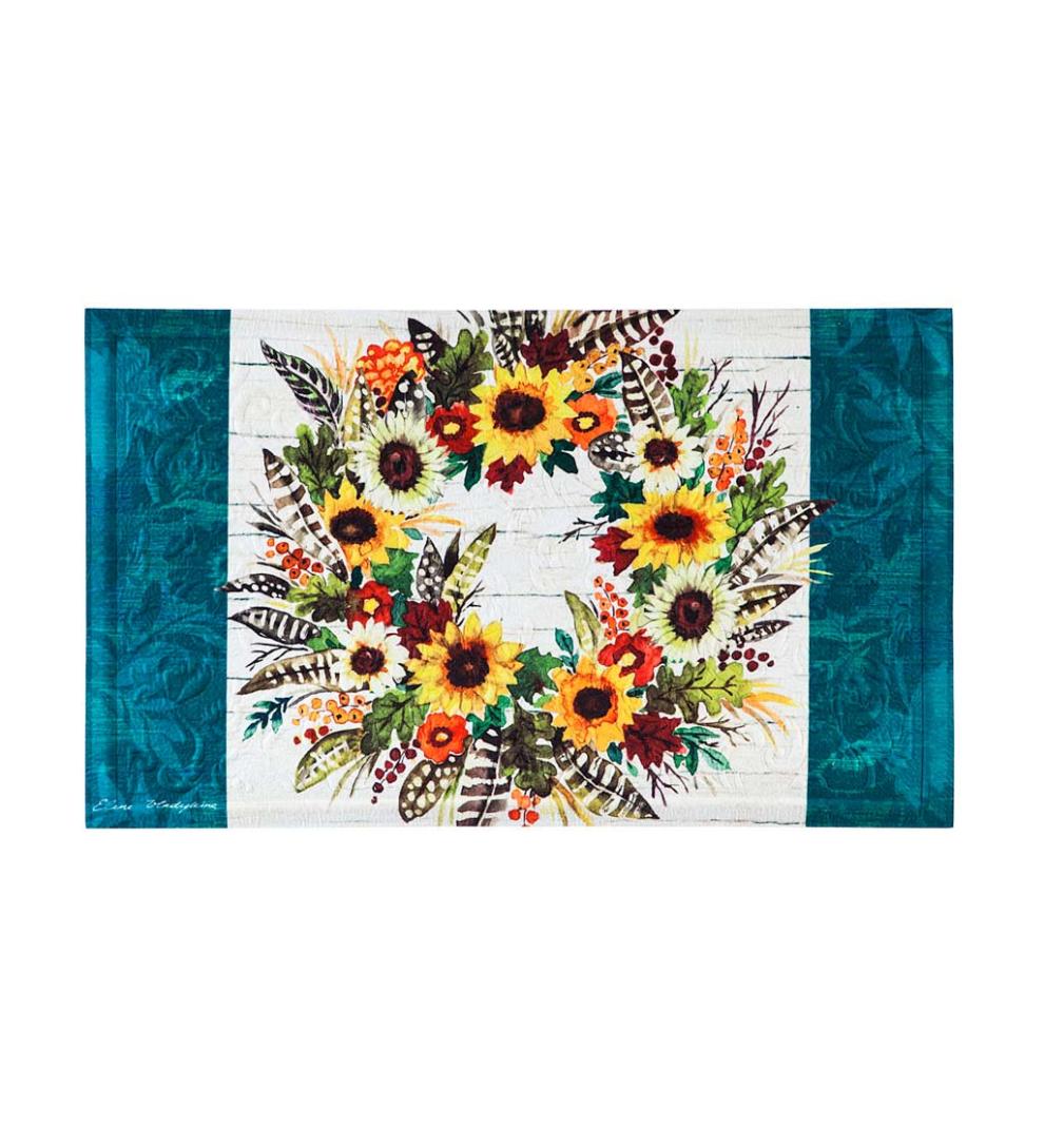 Plow & Hearth Deck & Patio Accents Outdoor Living Indoor/Outdoor Give Thanks Wreath Embossed Floor Mat