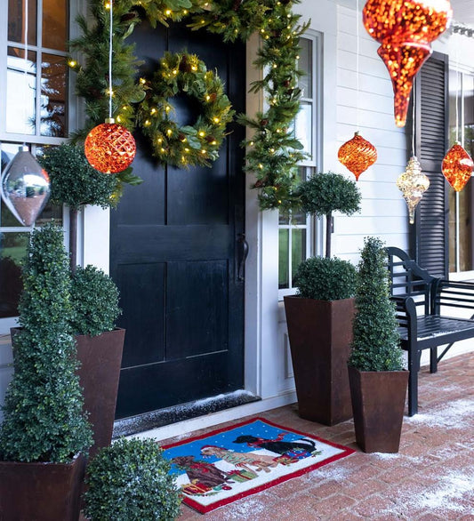 Plow & Hearth Deck & Patio Accents Outdoor Living Indoor/Outdoor Shatterproof Holiday Lighted Hanging Ornament - Finial, Red