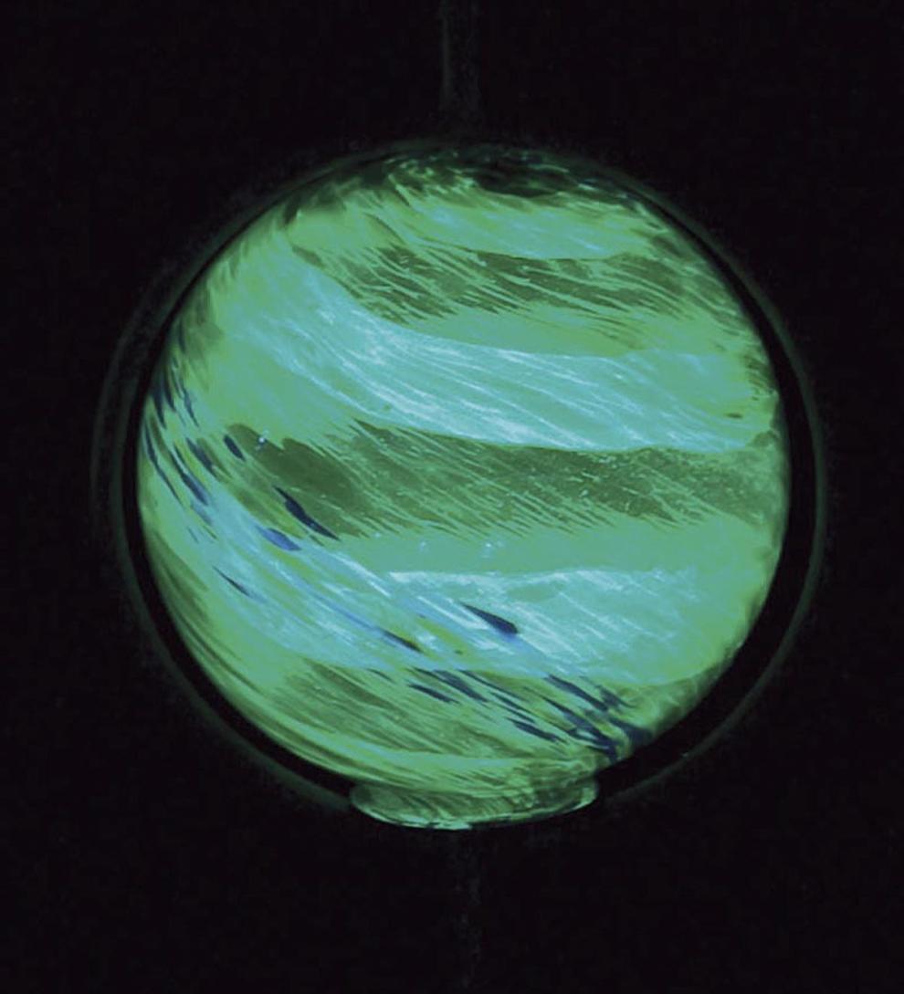 Plow & Hearth Deck & Patio Accents Outdoor Living Metal Wisp Wind Spinner With Glowing Glass Orb