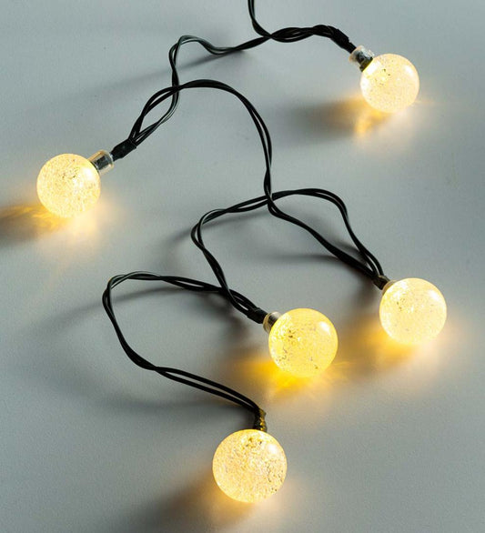 Plow & Hearth Deck & Patio Accents Outdoor Living Multi-Function Solar Ball String Lights With 50 Warm White Leds