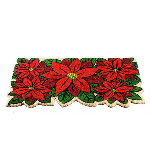 Plow & Hearth Deck & Patio Accents Outdoor Living Poinsettia Shaped Coir Mat