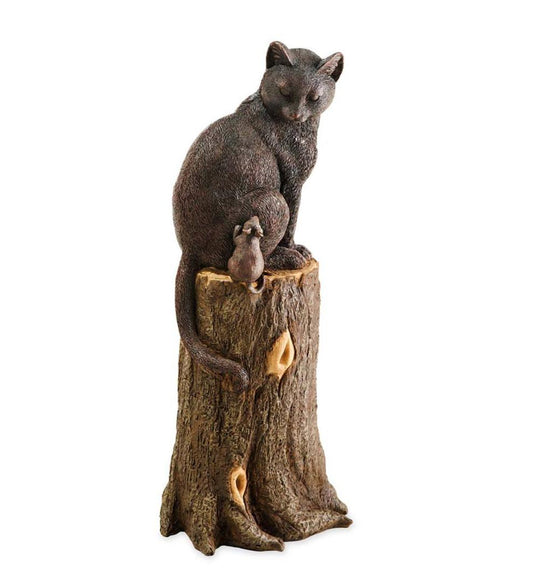 Plow & Hearth Decorative Garden Accents Yard & Garden Cat And Mouse On Stump Lawn Ornament