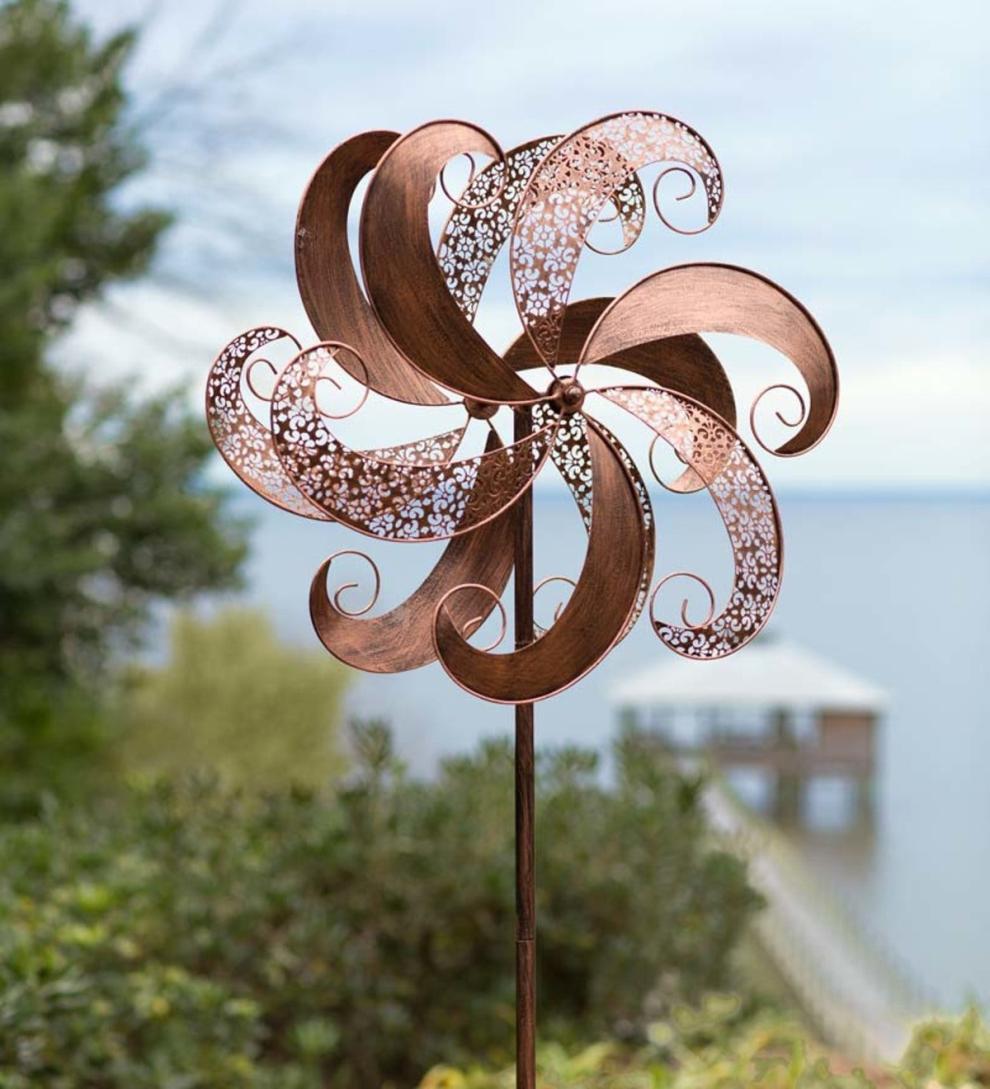 Plow & Hearth Decorative Garden Accents Yard & Garden Copper Windmill Metal Wind Spinner