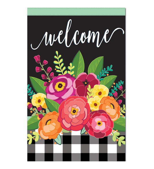 Plow & Hearth Decorative Garden Accents Yard & Garden Floral Bouquet Linen Garden Welcome Flag