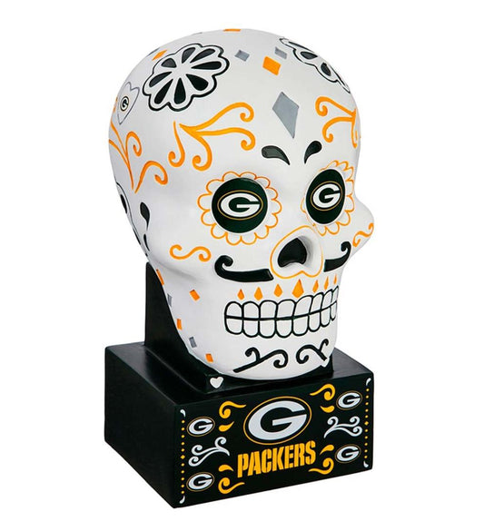 Plow & Hearth Decorative Garden Accents Yard & Garden Green Bay Packers Sugar Skull Statue