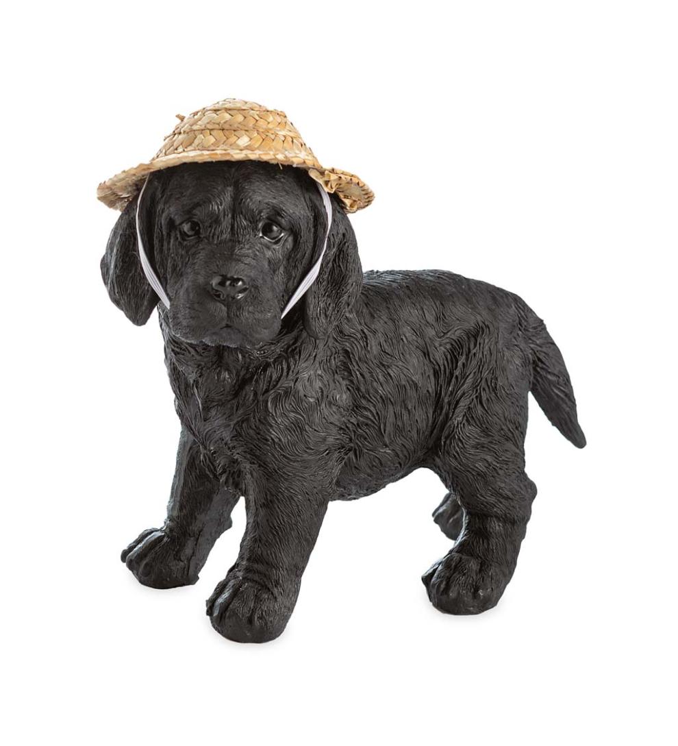 Plow & Hearth Decorative Garden Accents Yard & Garden Holiday Labrador Puppy Statue With Hat And Scarf