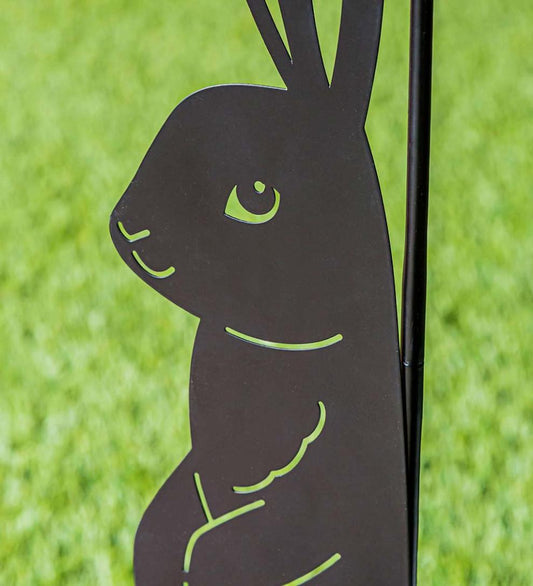 Plow & Hearth Decorative Garden Accents Yard & Garden Laser Cut Bunny Rabbit Garden Flag Stand