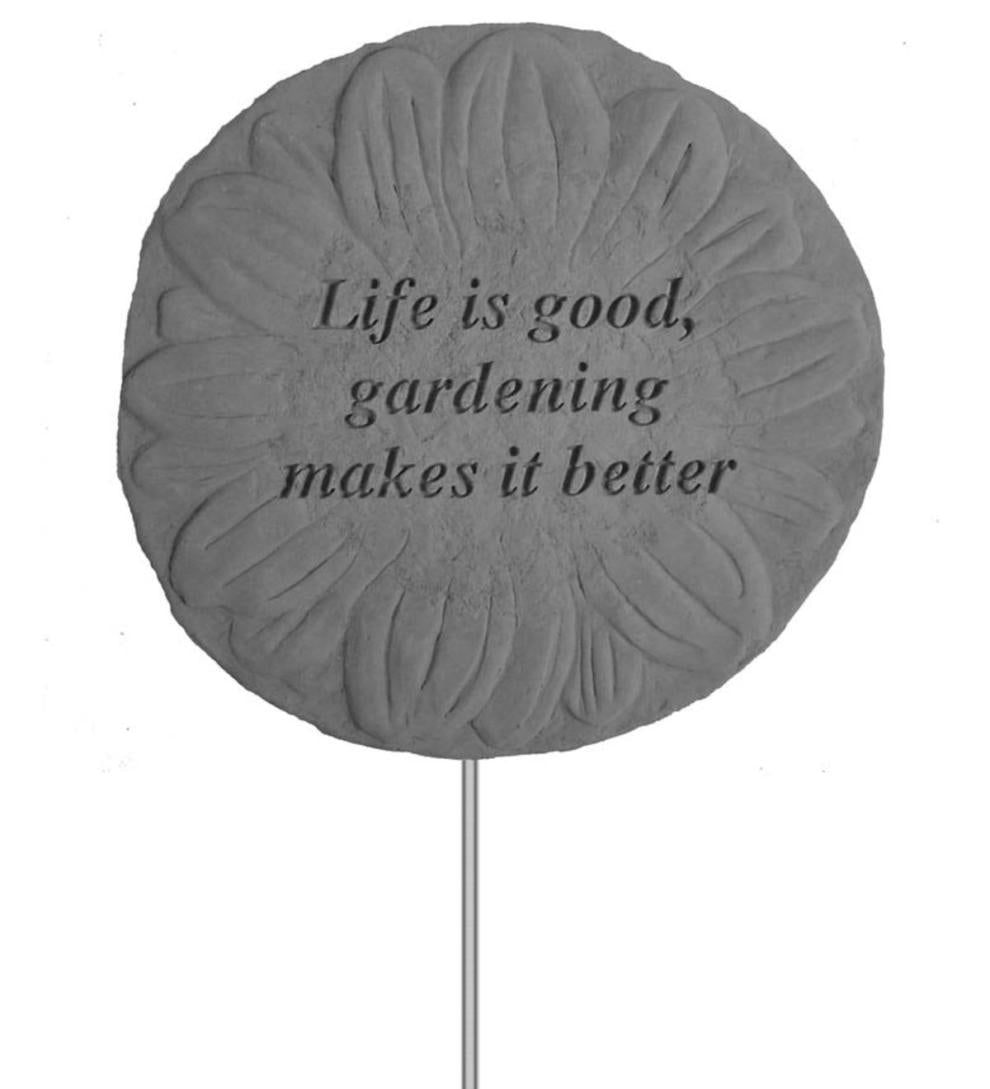 Plow & Hearth Decorative Garden Accents Yard & Garden Life Is Good Flower Garden Stake
