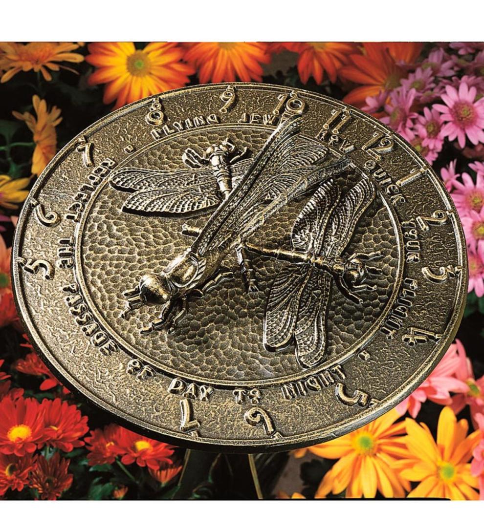 Plow & Hearth Decorative Garden Accents Yard & Garden Made In America Recycled Aluminum Dragonfly Sundial