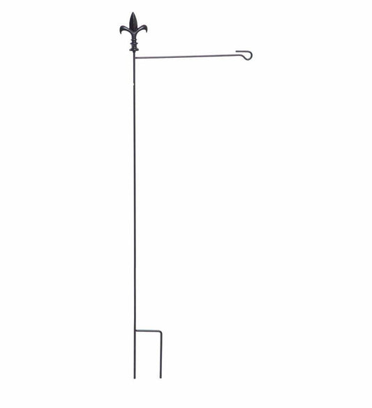 Plow & Hearth Decorative Garden Accents Yard & Garden Metal Garden Flag Stand With Fleur De Lis Finial