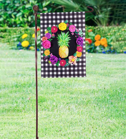 Plow & Hearth Decorative Garden Accents Yard & Garden Metal Twist Garden Flag Stand With Finial - Black