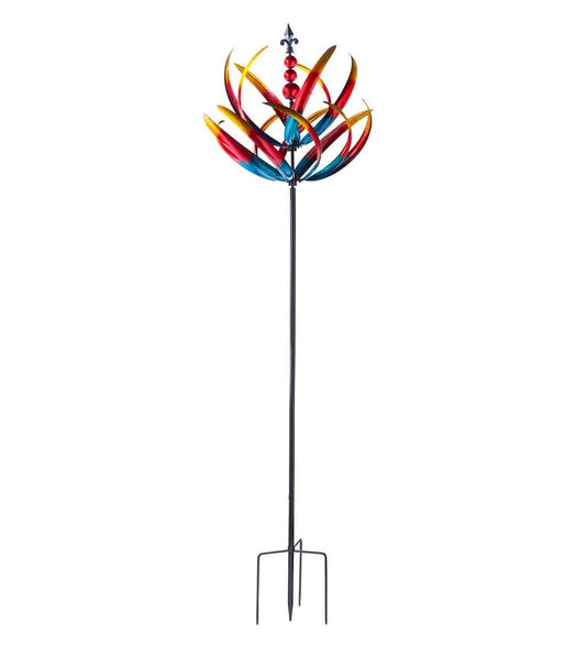 Plow & Hearth Decorative Garden Accents Yard & Garden Multicolor Lotus Metal Wind Spinner - Multicolor