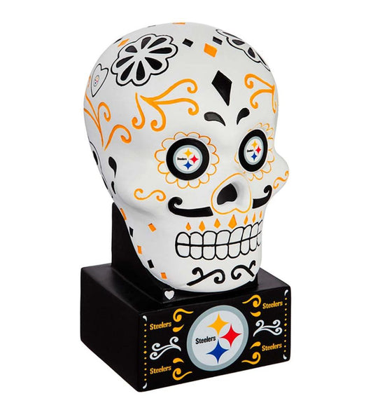 Plow & Hearth Decorative Garden Accents Yard & Garden Pittsburgh Steelers Sugar Skull Statue